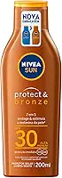 NIVEA SUN Protetor Solar Protect & Bronze FPS 30 200ml - Com ativo de pró melanina, resistente à água, protege dos raios UVA/UVB, ajuda a manter a cor bonita e uniforme por mais tempo