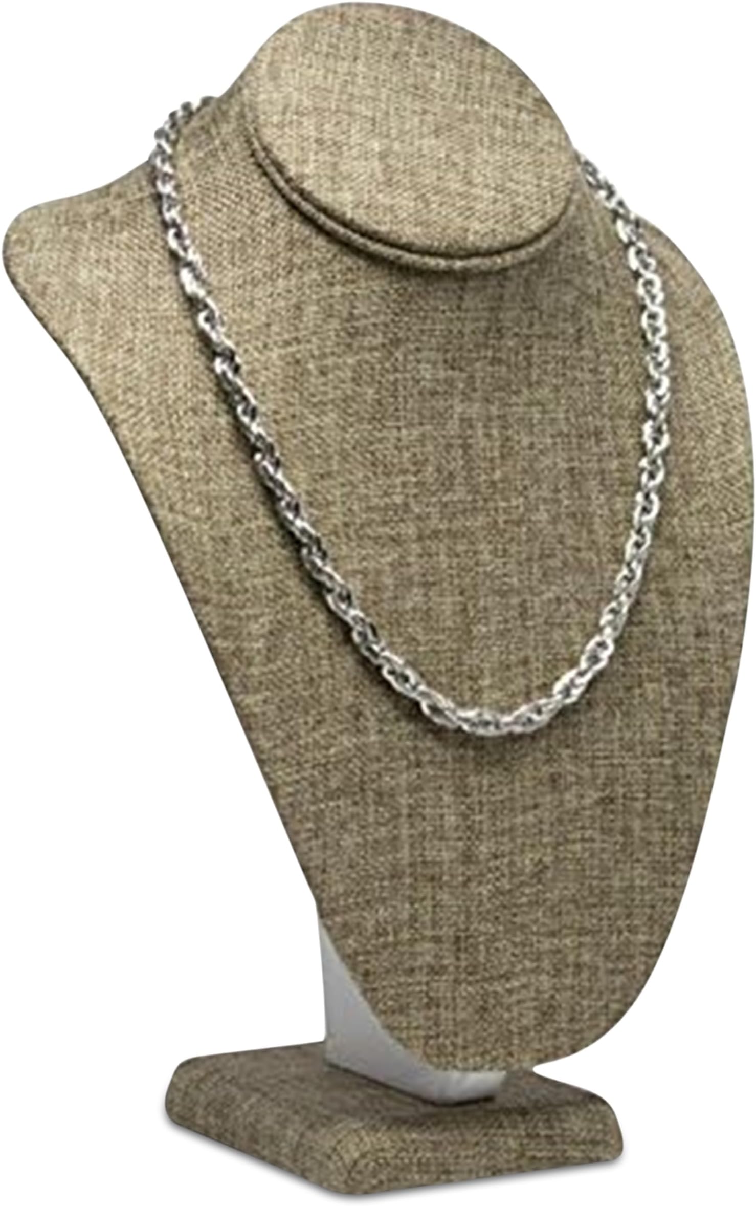 Novel Box Burlap Stand Jewelry Necklace Display 7.5x4x11 Inches - Freestanding Travel Necklace Holder Stand - Necklace Mannequin Organizer Stands - Necklace Displays Large