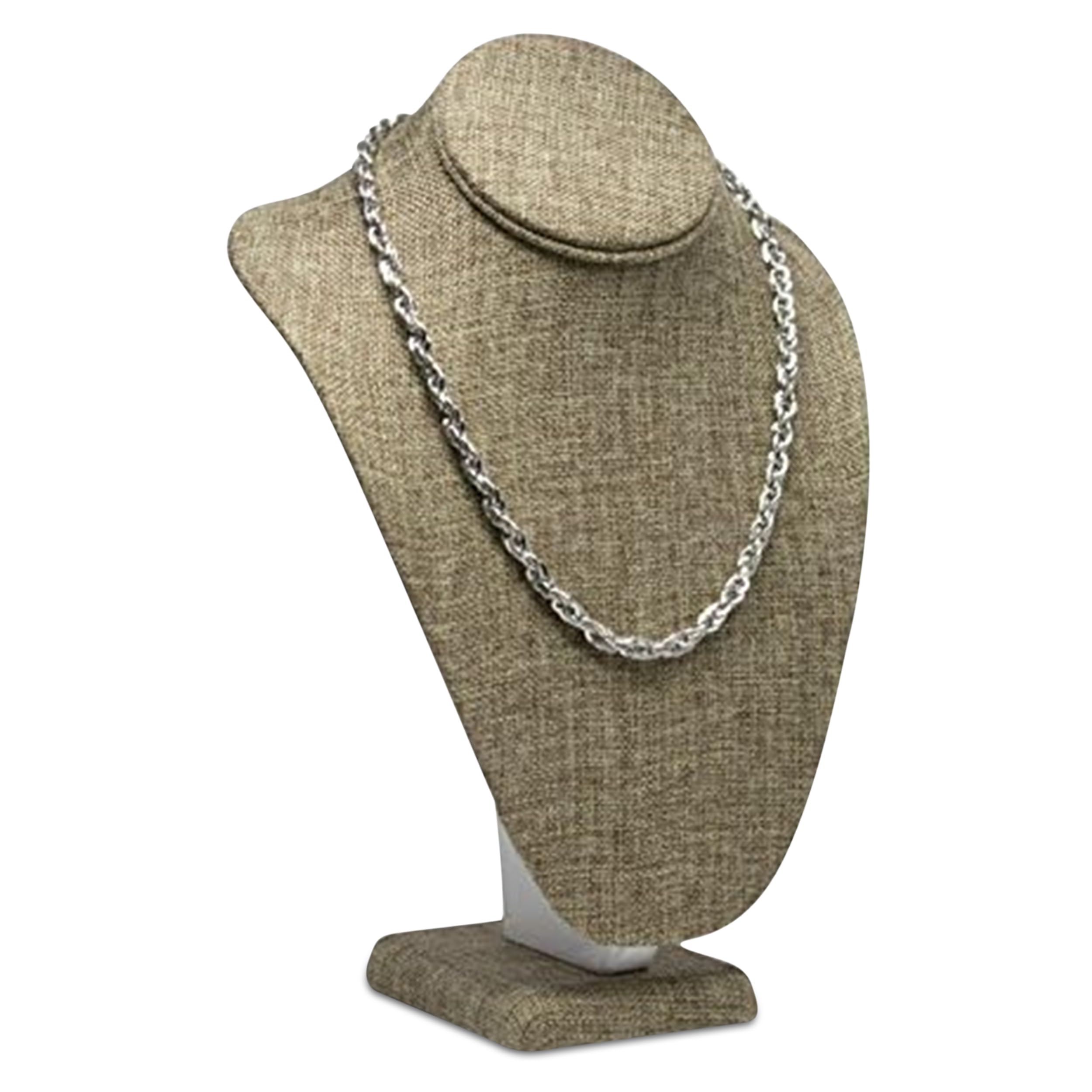 Novel Box Burlap Stand Jewelry Necklace Display 7.5x4x11 Inches - Freestanding Travel Necklace Holder Stand - Necklace Mannequin Organizer Stands - Necklace Displays Large