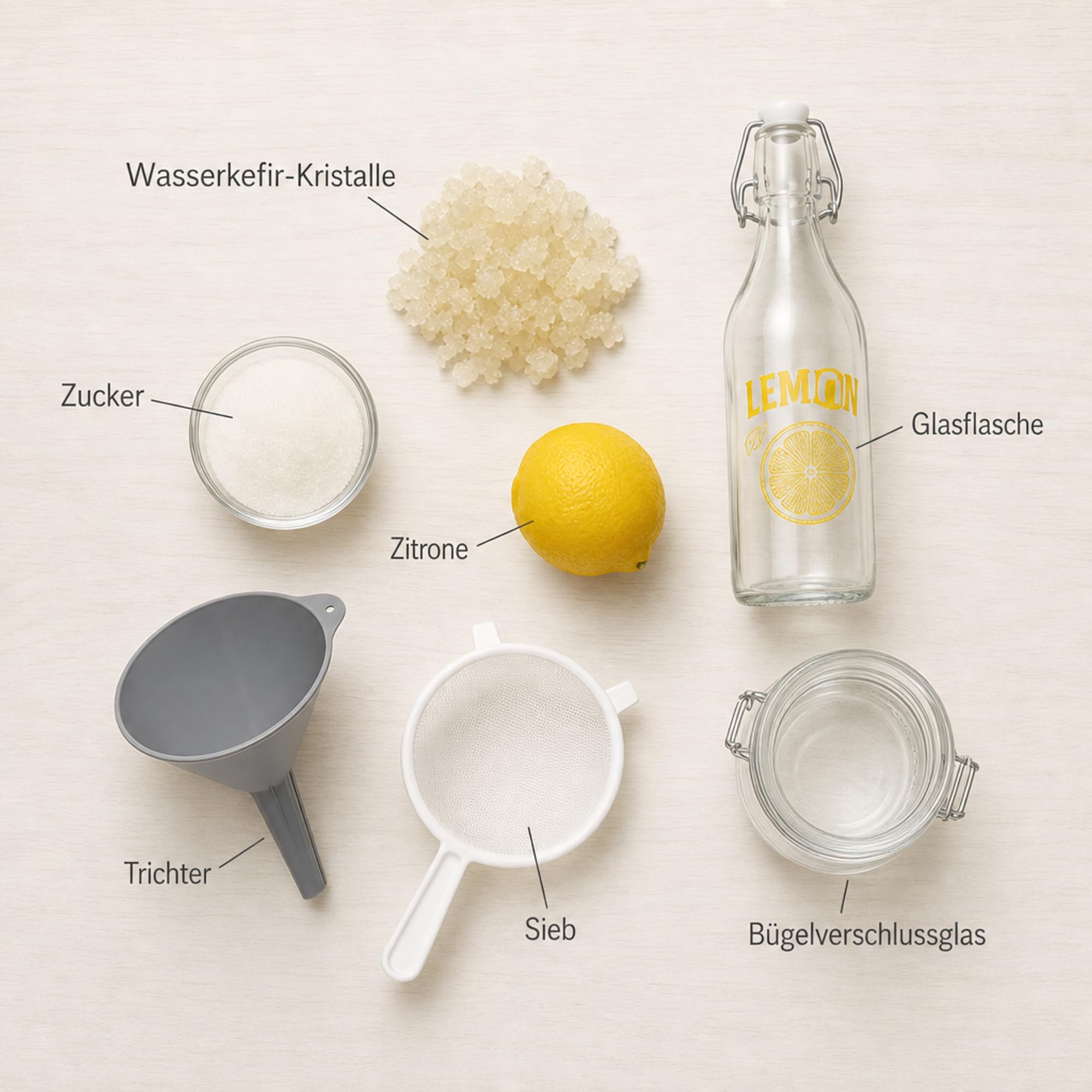 Kefir-for-all, Starterset für Kristallalgen, Wasserkefir, Japankristalle zur Herstellung von veganem Wasserkefir