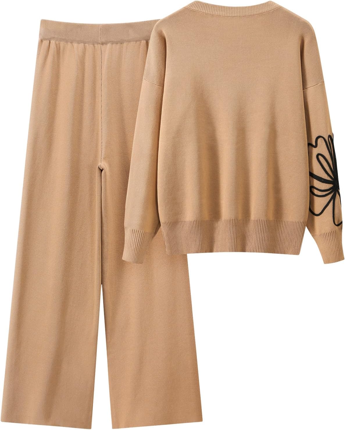 Two Piece Sets for Women Spring Travel Vacation Outfits 2026 Long Sleeve Lounge Sets Wide Leg Pants