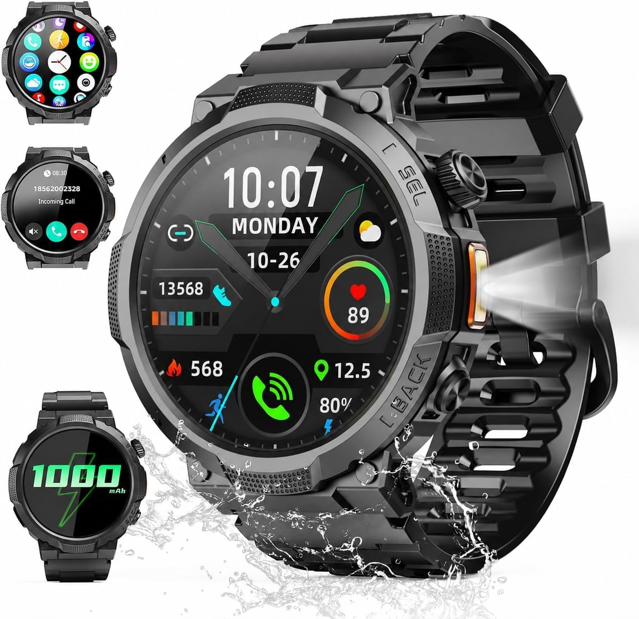 Smartwatch Uomo GPS Militare 2026 ,Batteria 1000 mAh,Bluetooth Chiamate | 1.53" Orologio Smartwatch,100+ Modalità Sportive, Monitoraggio Sonno e Cardiofrequenzimetro per IOS/Android