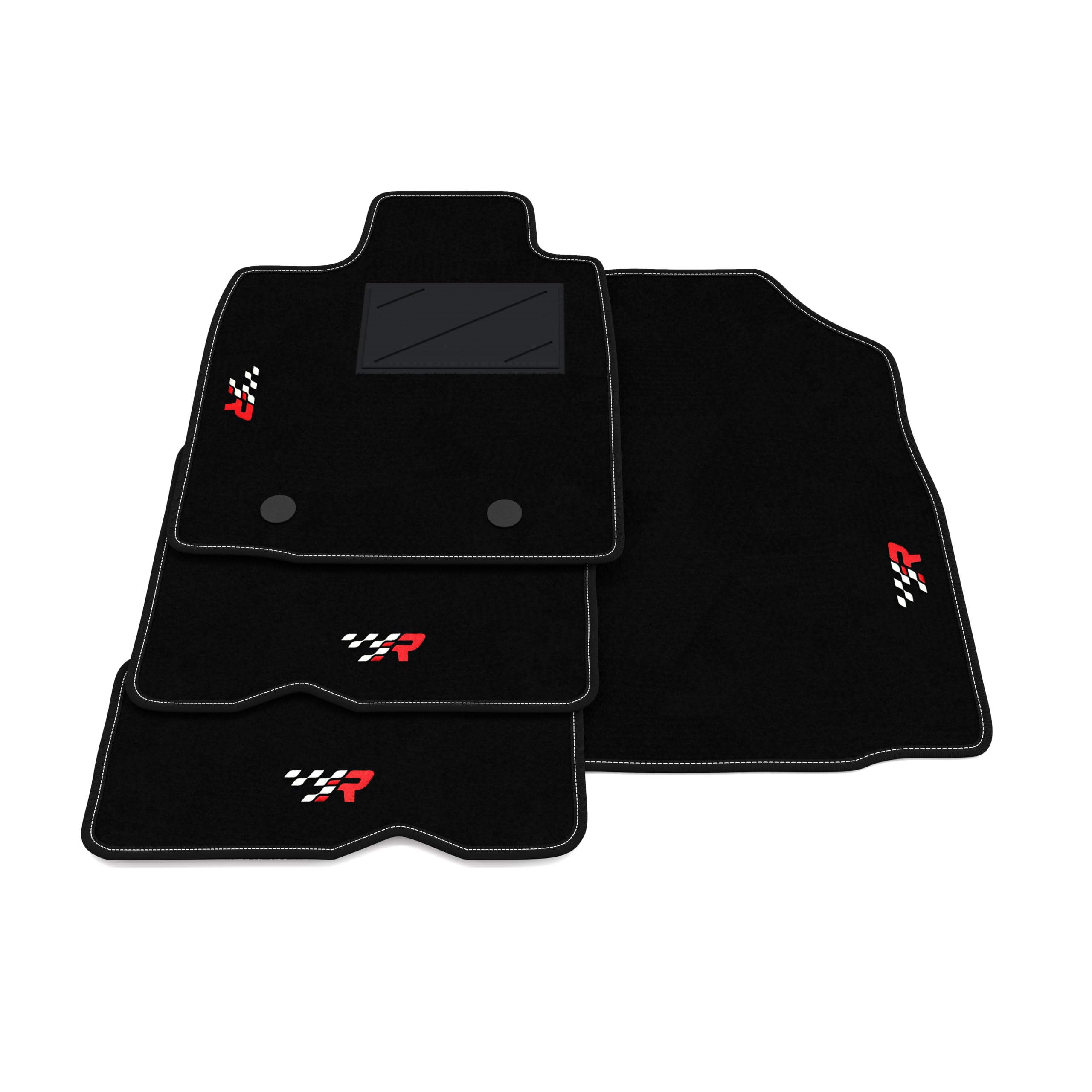 Set de Tapis de Voiture compatibles avec Dacia Sandero 2008-2012 | Tapis sur Mesure en Moquette, Broderie R Racing, sur Mesure