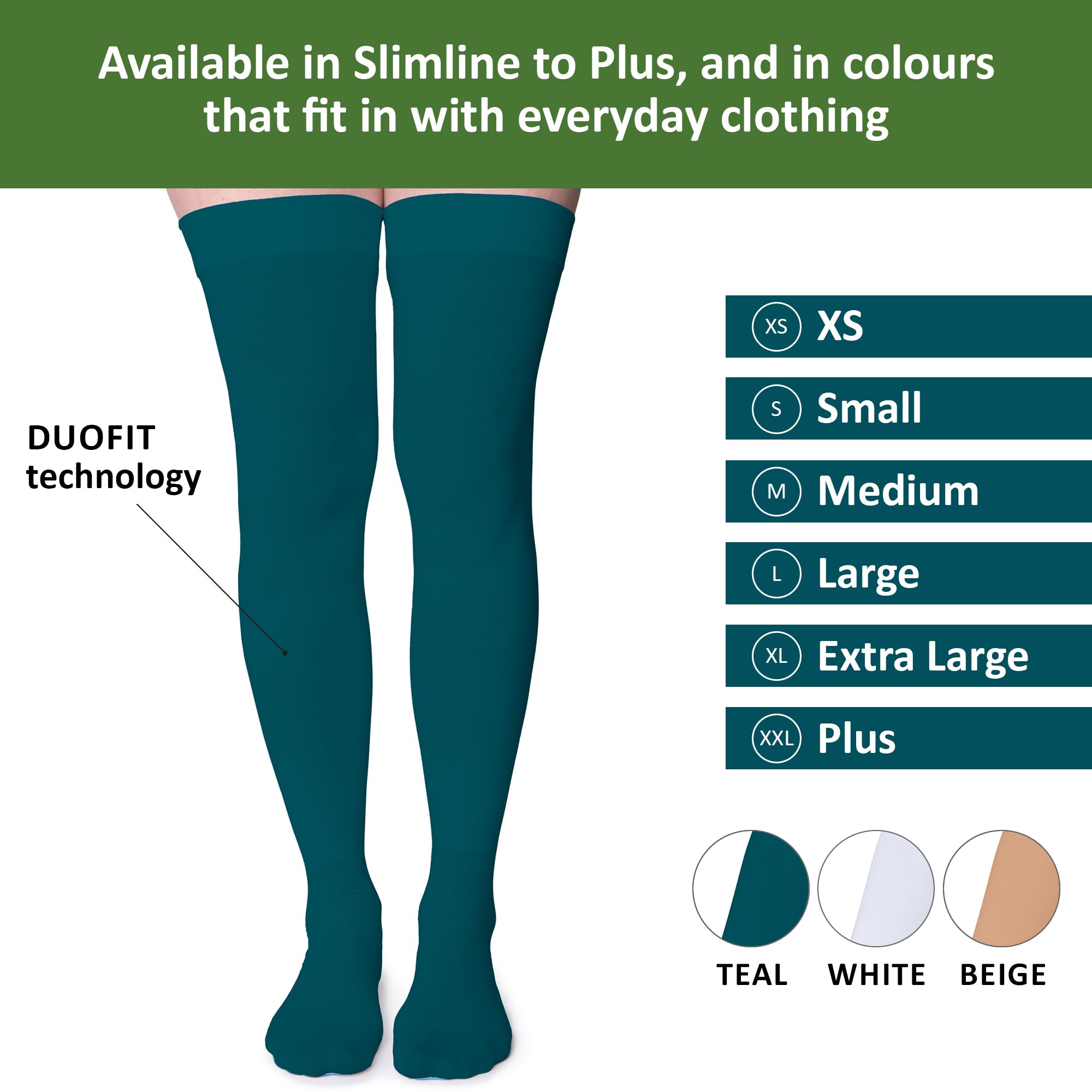 FITLEGS AES Grip, Thigh Length - Small - Teal - Image 4