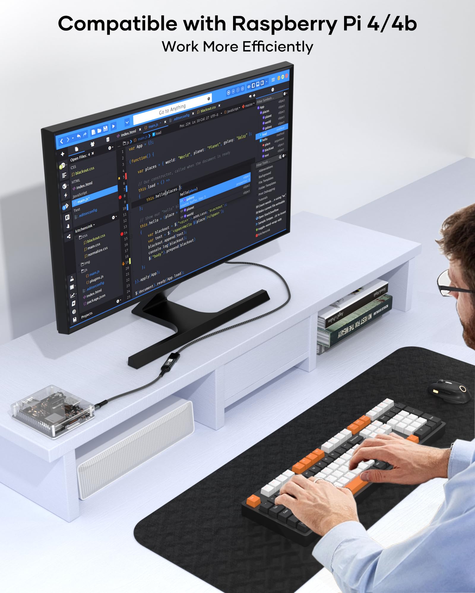 Adattatore Micro HDMI to HDMI, 4K@60Hz HDM-I Femmina a Micro HDM-I Maschio supporta Ethernet 3D ARC HDR, Micr-o HDM-I compatibile con Raspberry Pi 5/4, Hero, Yoga, PS4/5