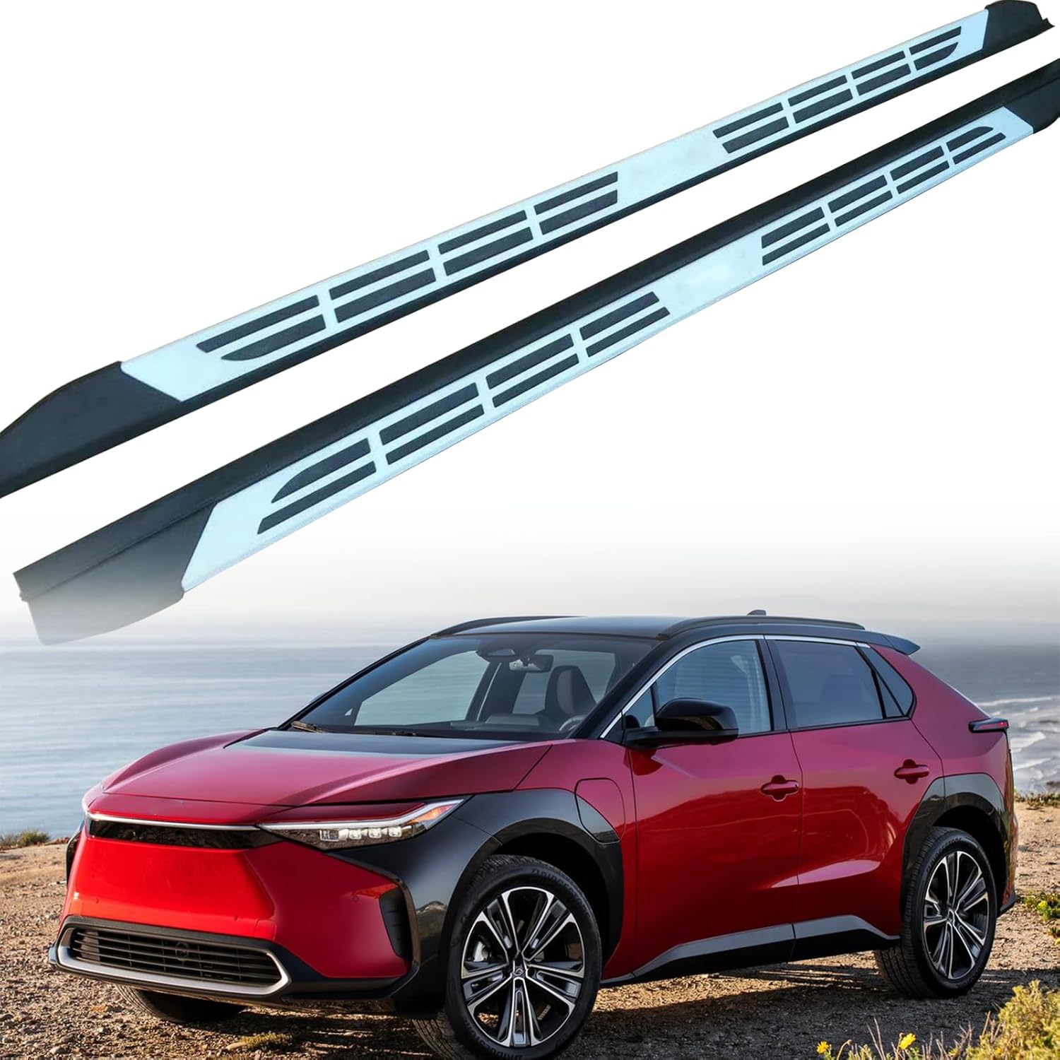 2 PCS Running Boards Fits for T BZ4X 2021 2022 2023 Silver Nerf Bar Side Steps