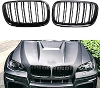 Vista 11 de Rejilla frontal de un solo listón compatible con parrilla 2007 2008 2009 2010 2011 2012 2013 X5 X6 E70 E71, negro brillante X5 X6 parrilla