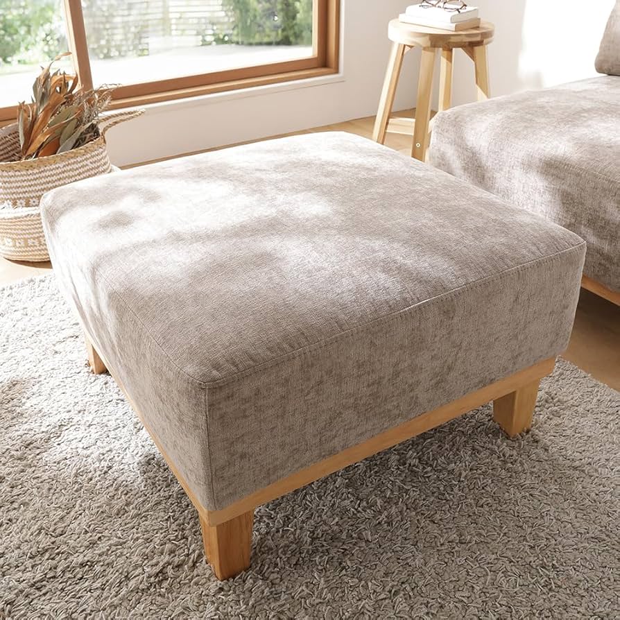 Amazon｜RASIK オットマン 単品 グレージュ ロータイプ 足置き台