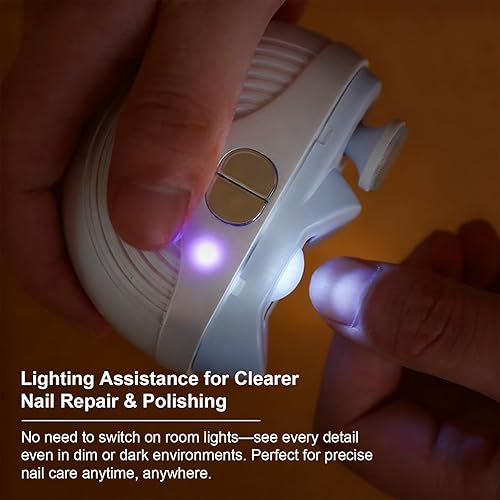 Miniatura 4 de Cortaúñas eléctrico, cortaúñas automático de 3 velocidades para uñas finas y gruesas con cabezales de molienda 2 en 1, luz LED y almacenamiento de