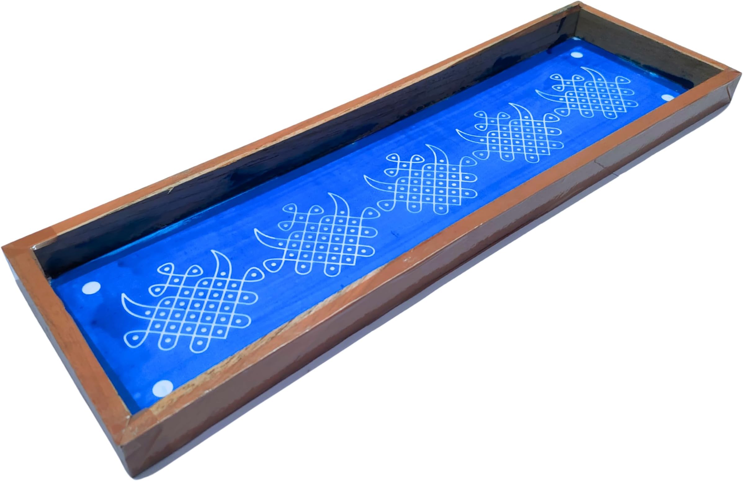 Anciently Kambi Kolam Border Rangoli Stencil Wooden, Rangoli Sacha Wooden, 1 Piece (17x5 Inches)