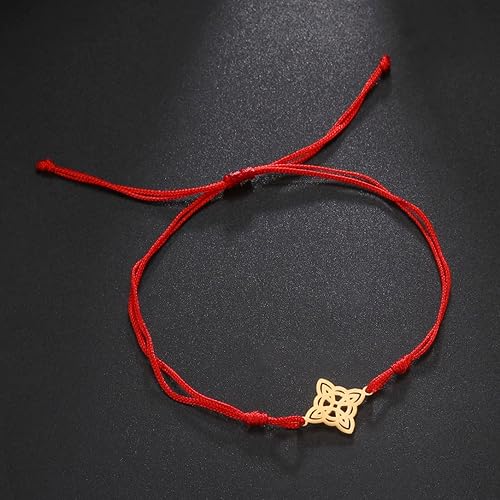 Miniatura 5 de unift Pulsera para mujer con nudo de bruja celta, pulsera mágica en capas de acero inoxidable, pulsera mística de doble cuerda, joyería celta, Sin