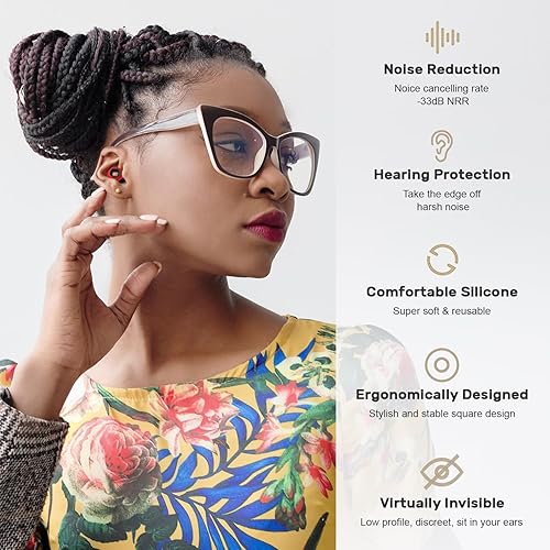 Miniatura 2 de NRR - Tapones para los oídos con cancelación de ruido para dormir, 33 dB, tapones para los oídos de silicona súper suaves y reutilizables para