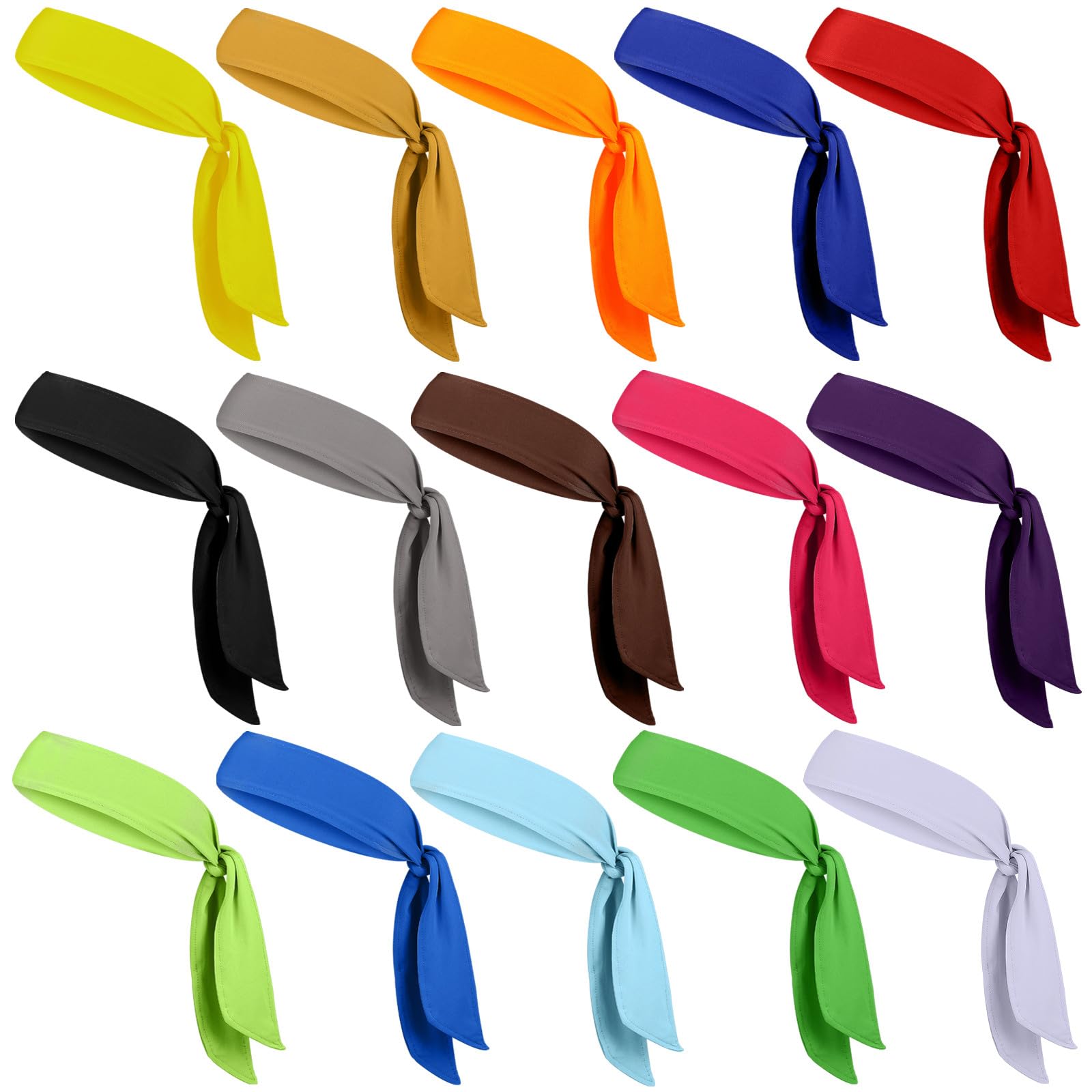 Tofficu Fasce per Chioma Sportive Uomo e Donna 15 Pezzi, Fascia Elastica Regolabile in 95% Poliestere e 5% Spandex, Design Semplice e Confortevole per Allenamento e Sport