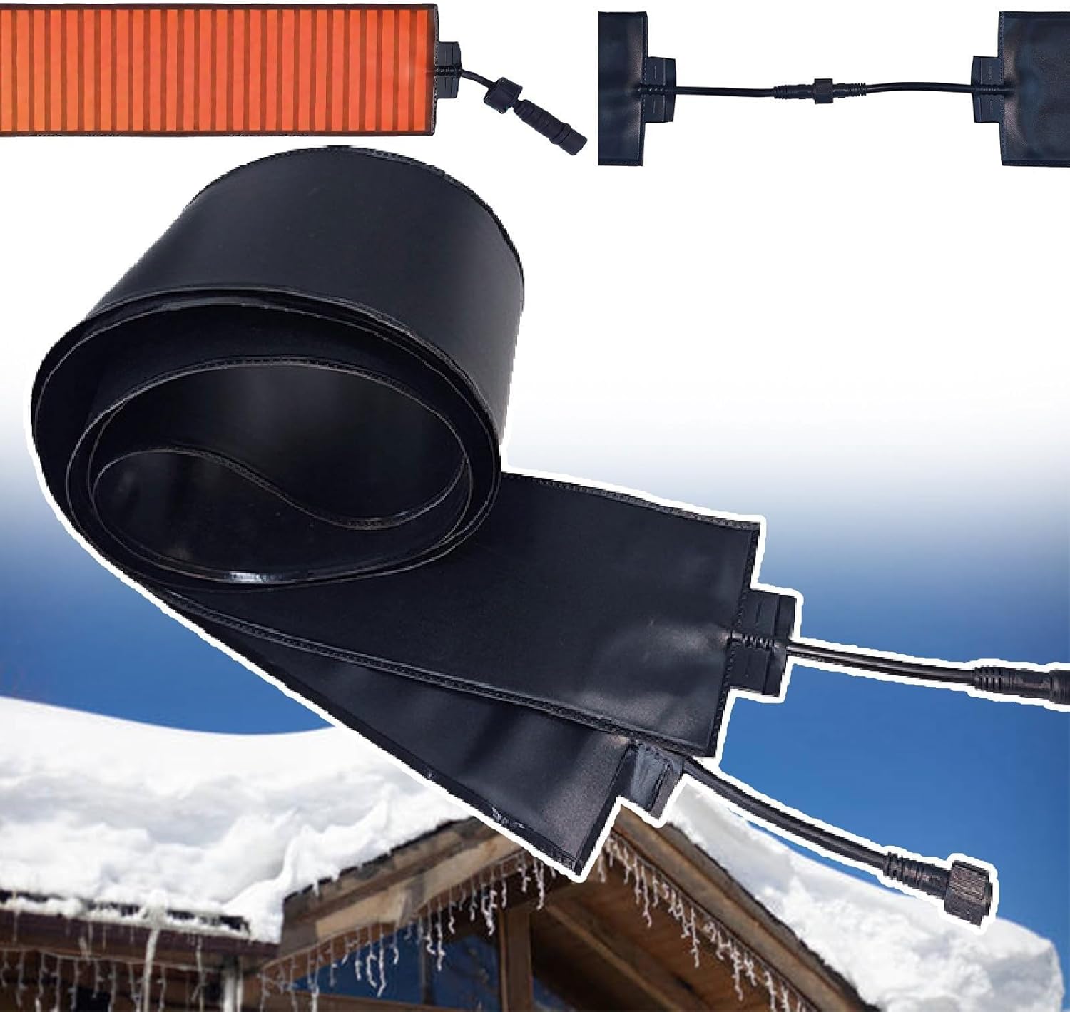 Electric Heated Snow Melting Mats,50℃/122℉ Flexible PVC Heat Panels,Outdoor Roof and Valley Heater Mats,Non Slip PVC Snow and Ice Melting Mat,for Winter Removal & Ice Melt(12 * 760cm)