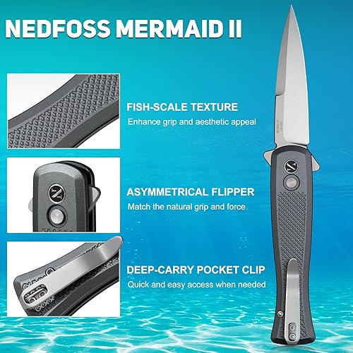 Miniatura 3 de NedFoss Slim D2 - Cuchillo de bolsillo con clip de bolsillo