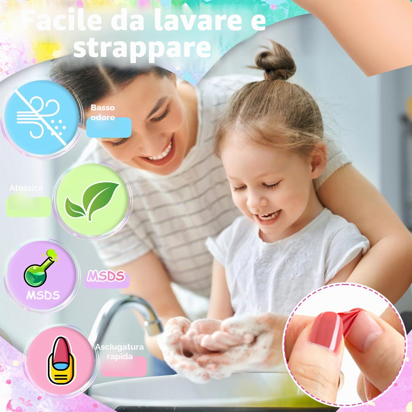 Kit Unghie Bambina,Unghie Set Manicure Gioco,Kit Gioco Per Unghie Bambina,Smalti per Bambinas,Regalo Bambinas 6 7 8 9 10 11 12 Anni,Giocos di Nail Art,Set Trucchi Regalo Compleanno Ragazza