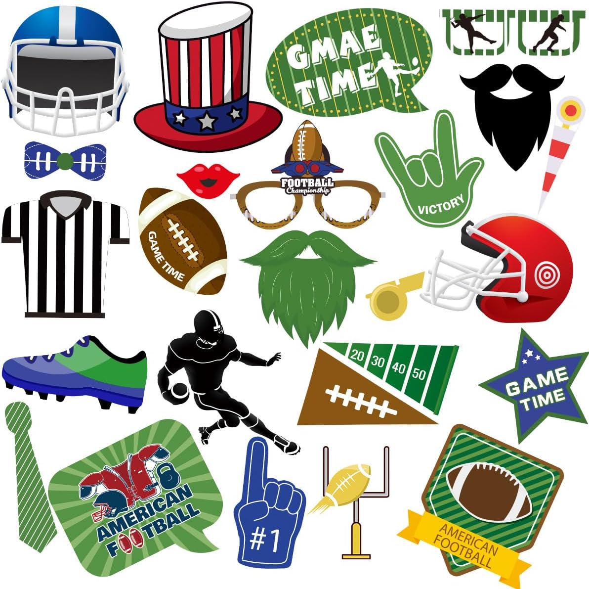 Football Photo Booth Props Kit Football Party Favors Supplies Football Game TIME Selfie Props with Photo Frame for Football Birthday Football Sport Theme Game Day Tailgate Party - Image 2