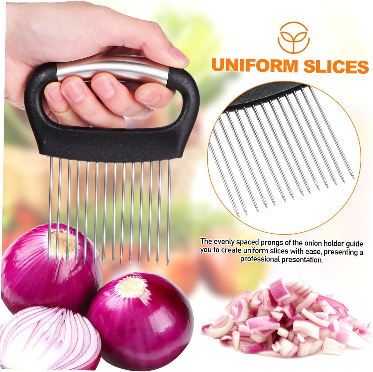 Mikinona 3pcs Onion Holder Onion Slicing Tool Meat Tenderizer Vegetable Cutter for Effortless Slicing of Tomatoes More Kitchen Gadget