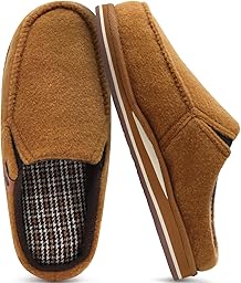 ONCAI Mens Clog Slippers with Arch Support Stripe Faux Fur Cotton-Blend High-Density Memory Foam Warm House Slippers Slip-on Indoor Outdoor Rubber Sole Size 7-16