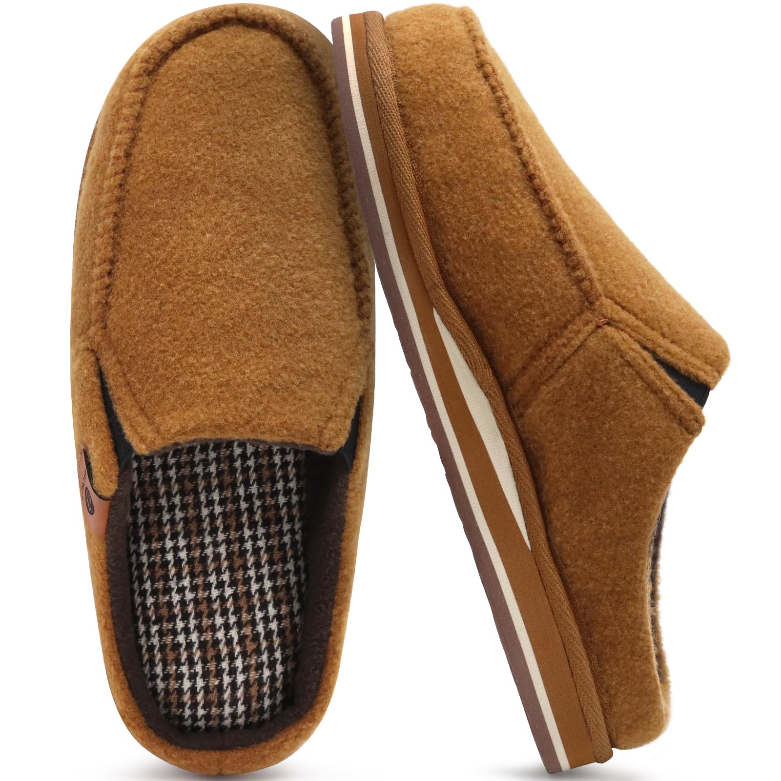 ONCAI Pantofole da Uomo in Comfort Pelo Cotone Strisce Ciabatte da Casa in Lana con Memory Foam Supporto Arco Suola in Gomma Taglia 40-50