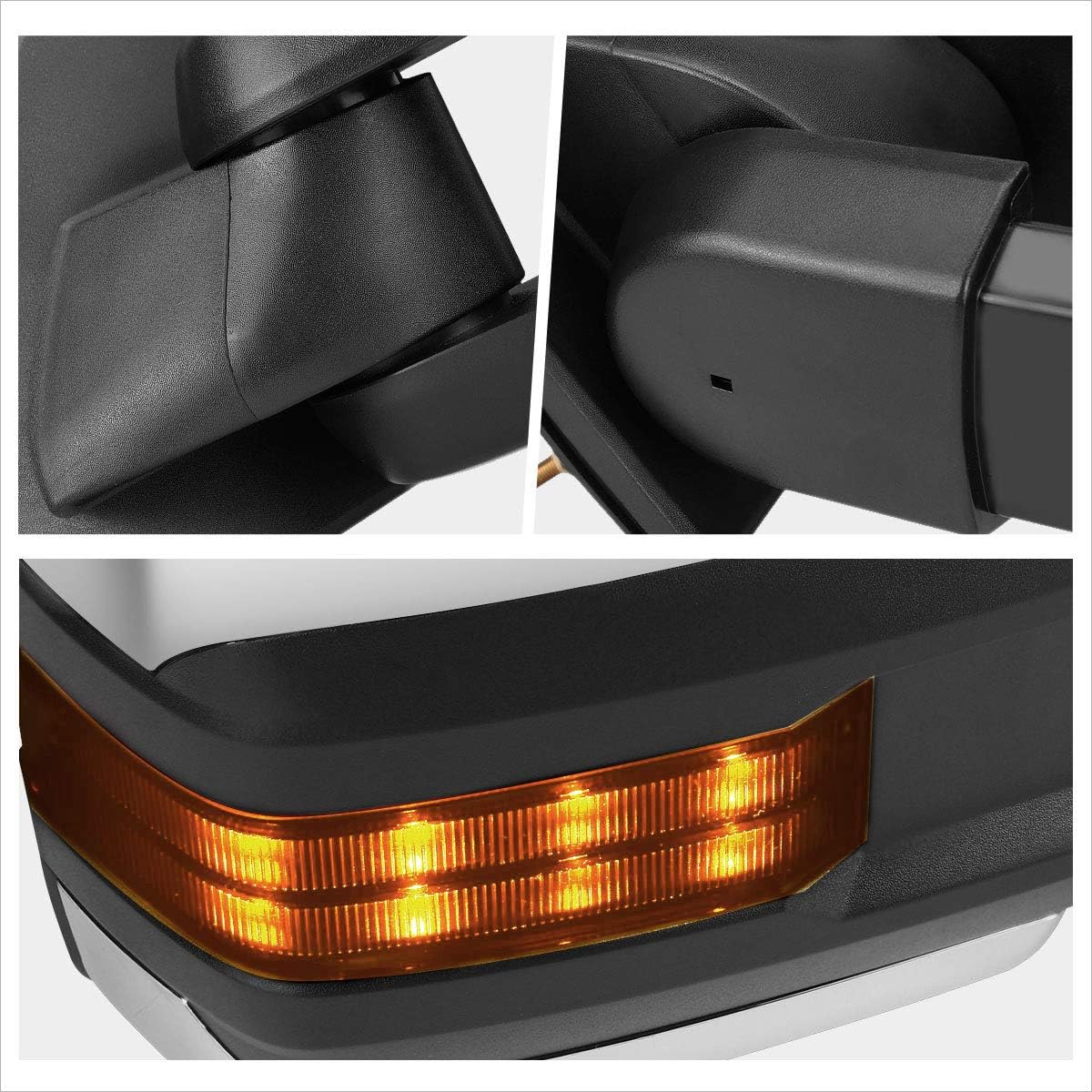 [Pair] Power Adjusted Tow Towing Mirrors Side Mirrors w/Amber Signal Compatible with Chevy/GMC C/K Pickup 88-02,Chrome