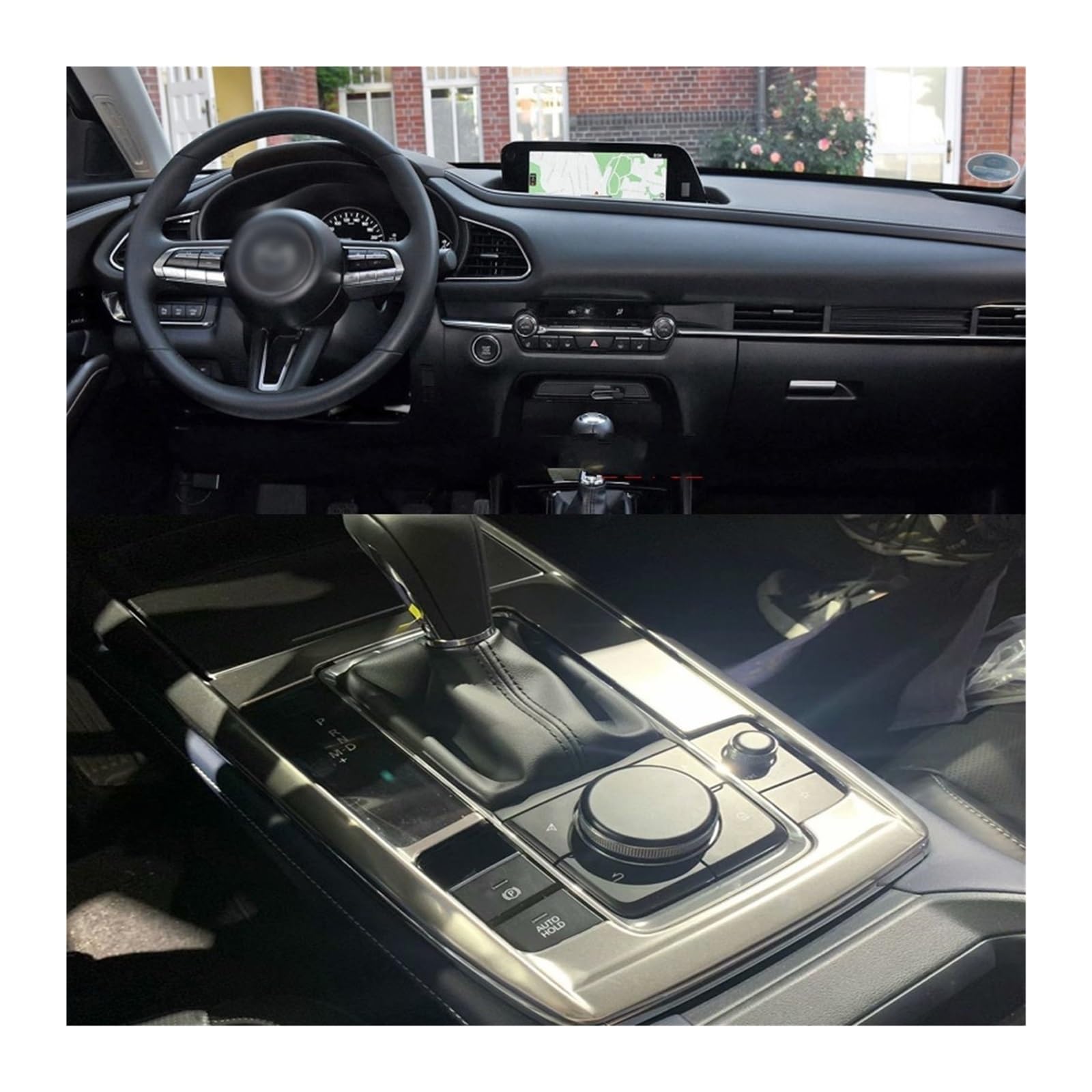 Car Interieur Dekor Edelstahl Schwarz Konsole Getriebe Panel Rahmen Konsole Getriebe Shift Panel Abdeckung Trim Für Mazda Für Cx-30 Cx30 2020-2022 2023 Car Interieur Verkleidung(Steel Silver LHD)