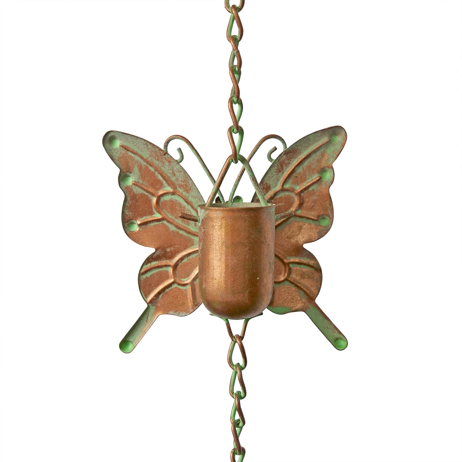Alpine Corporation QES144HH Metal Hanging Butterfly Chain Rain Catcher, Stylish Décor for Garden, Patio, & Lawn, 55"H, Multicolor