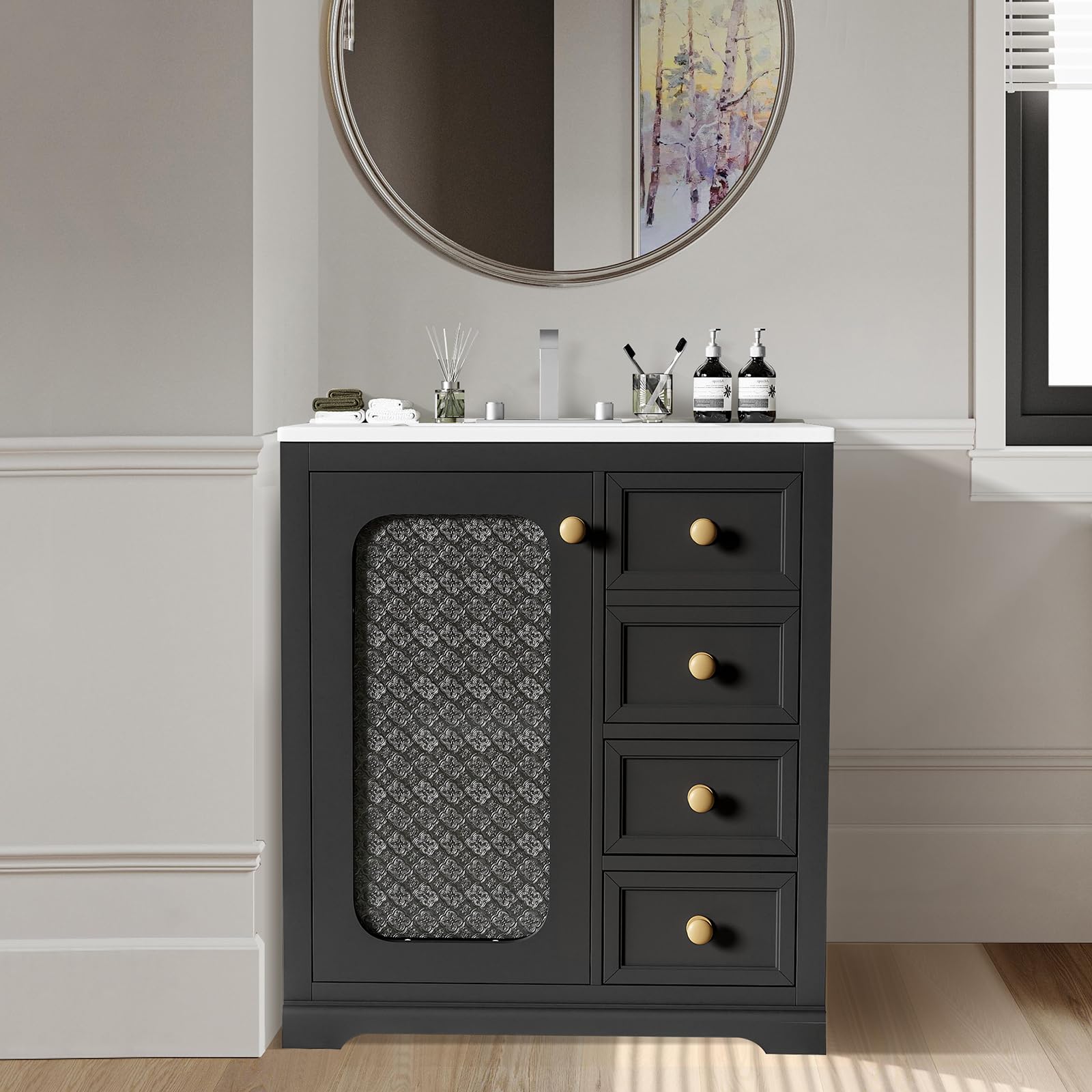 Amazon.com: GHUIPRO 30" Bathroom Vanity with Sink, Free-Standing ...