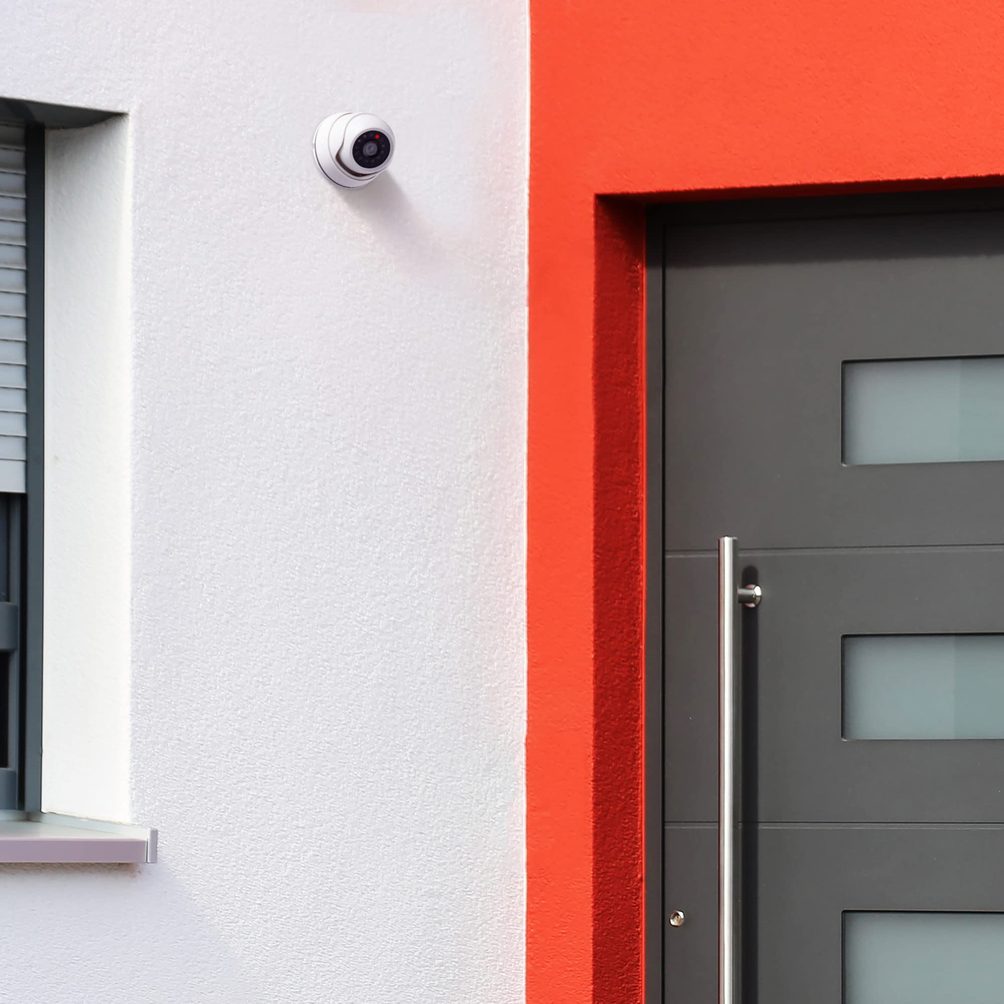 kwmobile 2X Dummy Kamera für Deckenunterbau - mit LED Licht - Dome Überwachungskamera Attrappe Set - täuschend echte Fake Security Camera in Weiß (Packung mit 2)