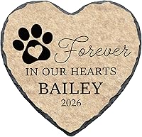 Vista 12 de Piedra conmemorativa personalizada para perro, placa con estampado de pata de corazón de No Longer by Our Lide, regalo de pérdida de mascotas