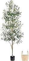 Caxchiling 6FT Faux Olive Tree Artificial Potted Plant with Planter - Lifelike Silk Leaves, Fruits, Buds, Natural Trunk for Indoor Outdoor Home Office Decor