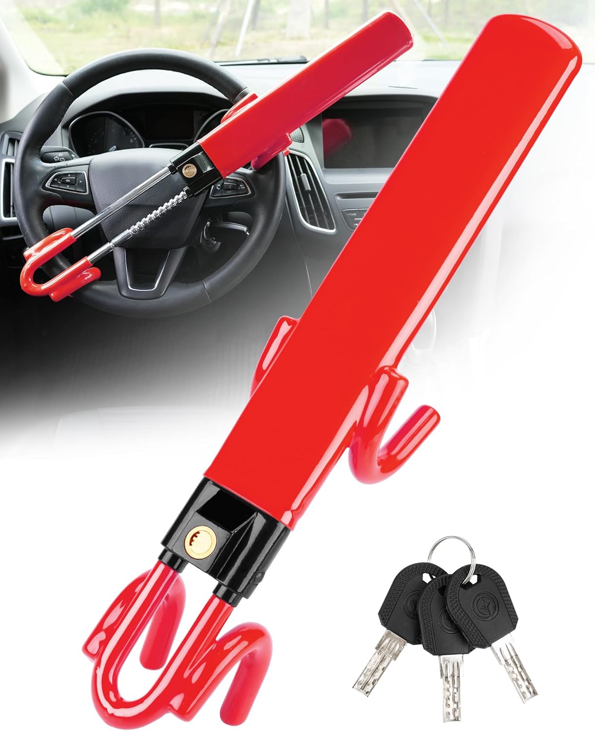 Tevlaphee Steering Wheel Lock Anti-Theft Automotive Gadget Heavy Obligation Safety Automotive Lock Antitheft Locking Gadgets