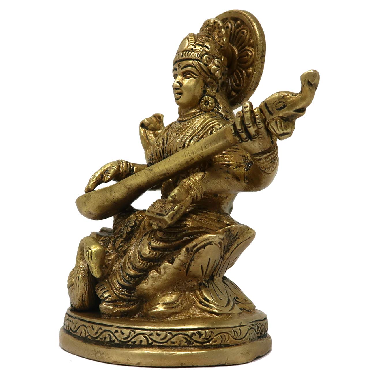 ShalinIndia Brass Religious Idols with Swan on Lotus Sculpture ...