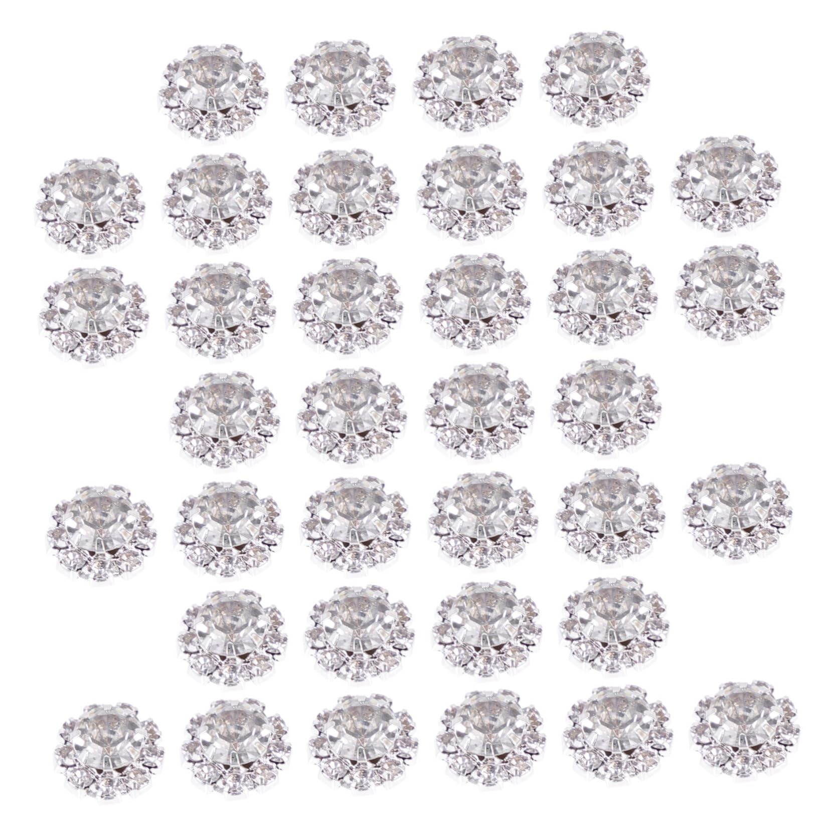 Bottoni Decorativi in Lega Strass, 100 Pezzi, Argento