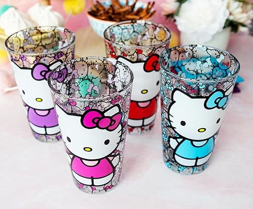 Miniatura 6 de Sanrio Hello Kitty - Juego de 4 vasos coloridos para pinta vasos de cerveza para licor bebidas de pub cada uno tiene capacidad para 16 onzas