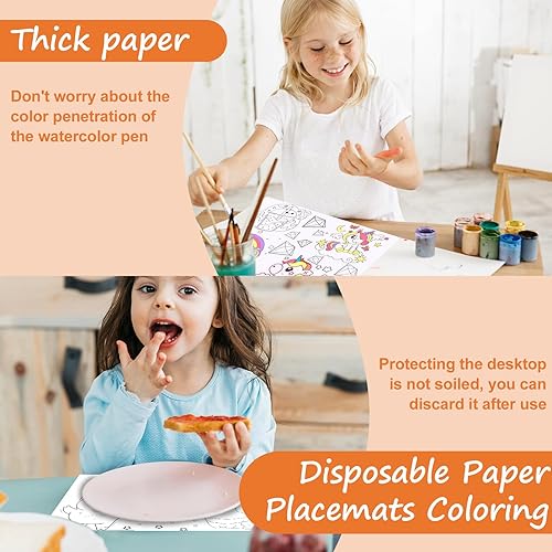 Miniatura 4 de 500 manteles individuales desechables de papel para colorear de 14 x 10 pulgadas, manteles individuales desechables para mesa de comedor, manteles