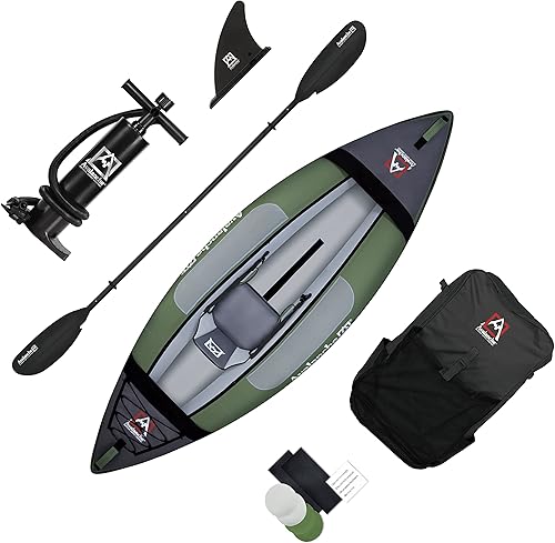 Miniatura 6 de Avalanche Juego de kayak inflable Voyager para 1 persona, incluye bomba, aleta, bolsa de transporte, asiento de kayak, remo y kit de reparación (1