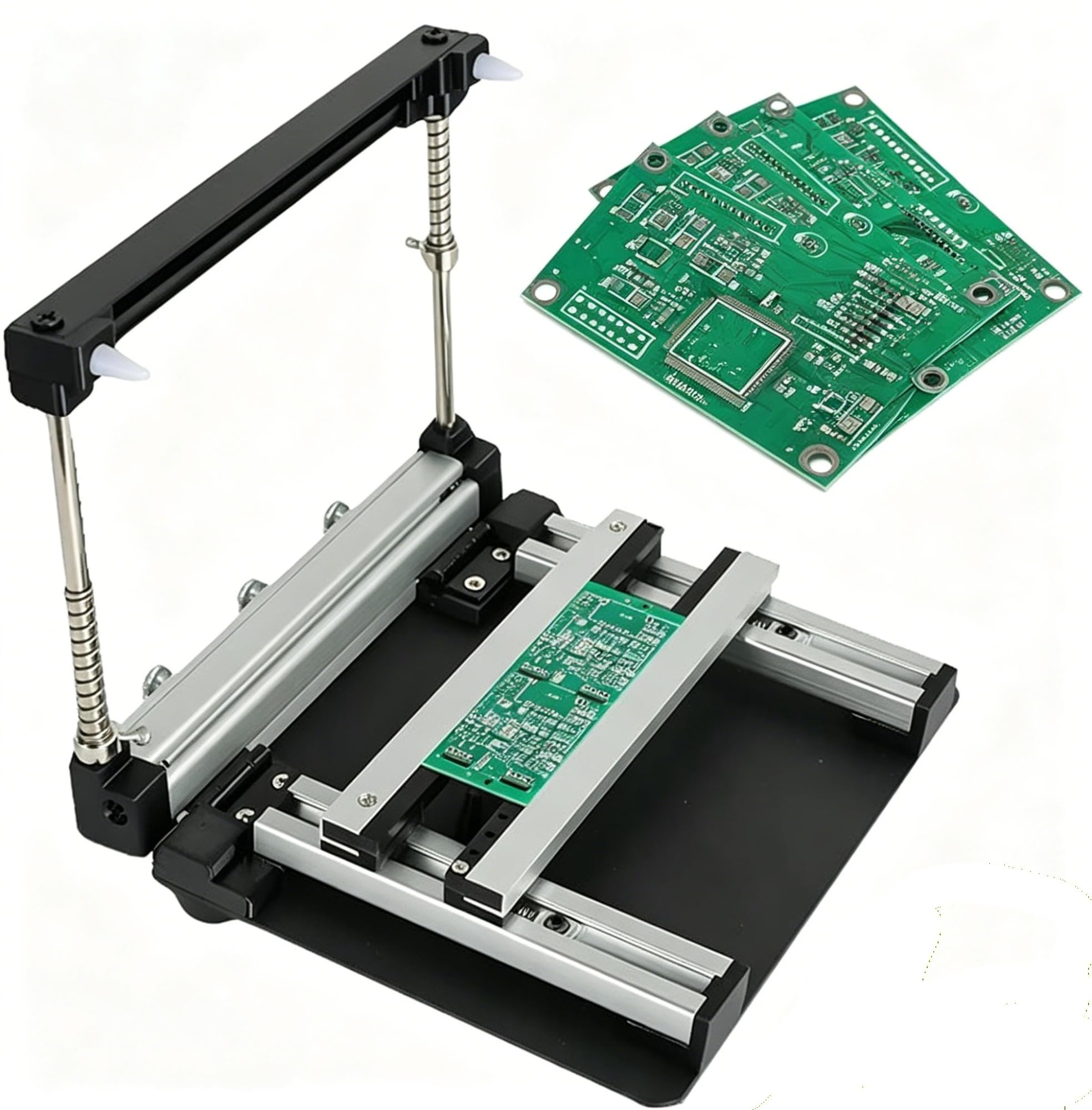Mesa de impresión manual de pasta de soldadura SMT Impresora de plantillas de malla de acero de alta precisión Con grosor ajustable Para pequeñas empresas(20x20)