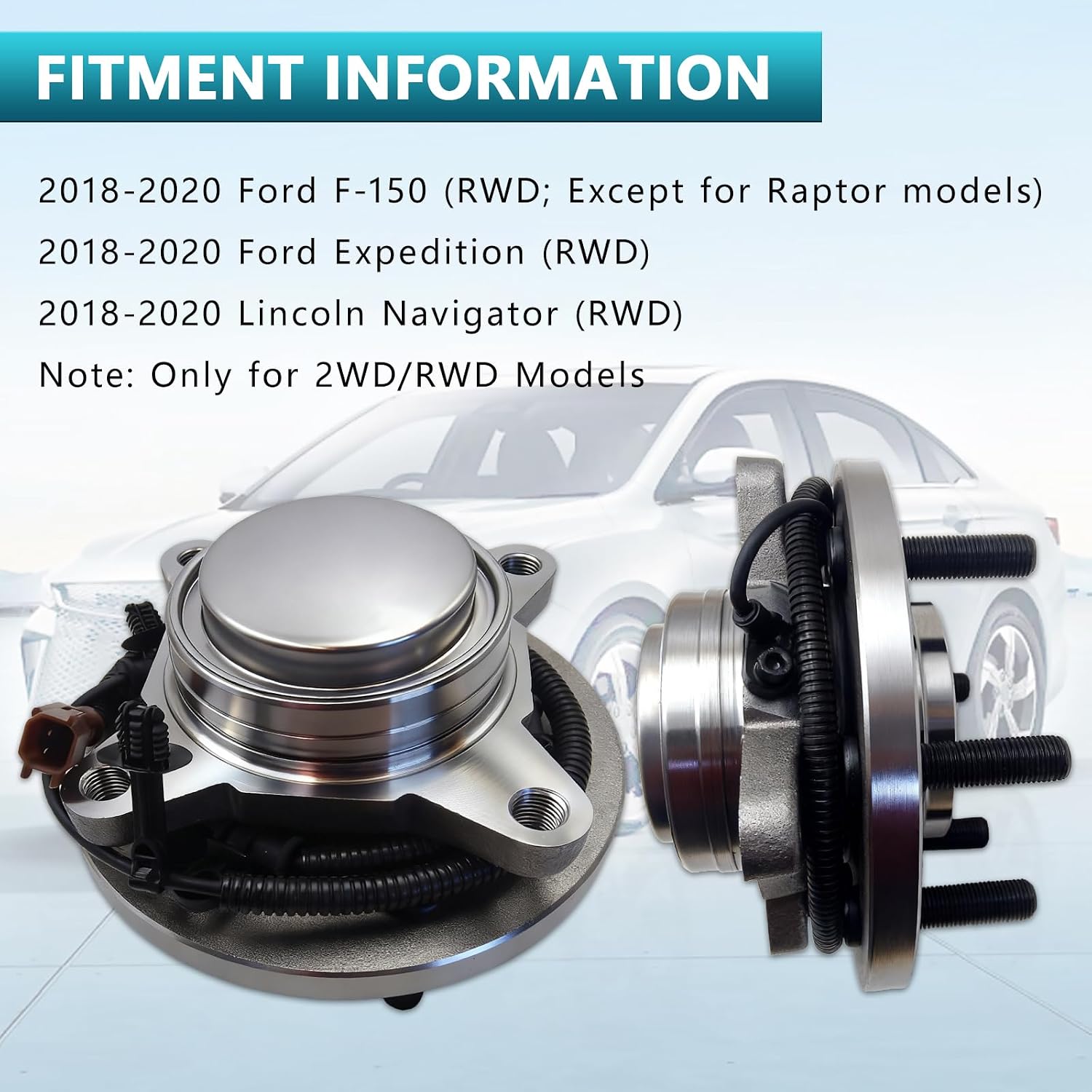 515176 Front Wheel Bearing Hub Assembly for Ford F-150 2018-2020, Ford Expedition 2018-2020, Lincoln Navigator 2018-2020 RWD 2WD (2PCS)