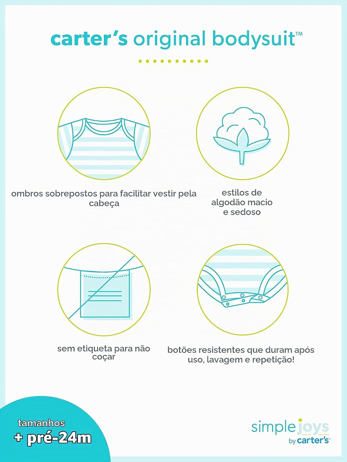 Body Pacote com 5 bodies de manga comprida Simple Joys by Carter'sUnisex Bebê Body Pacote com 5 bodies de manga comprida Simple Joys by Carter'sUnisex Bebê