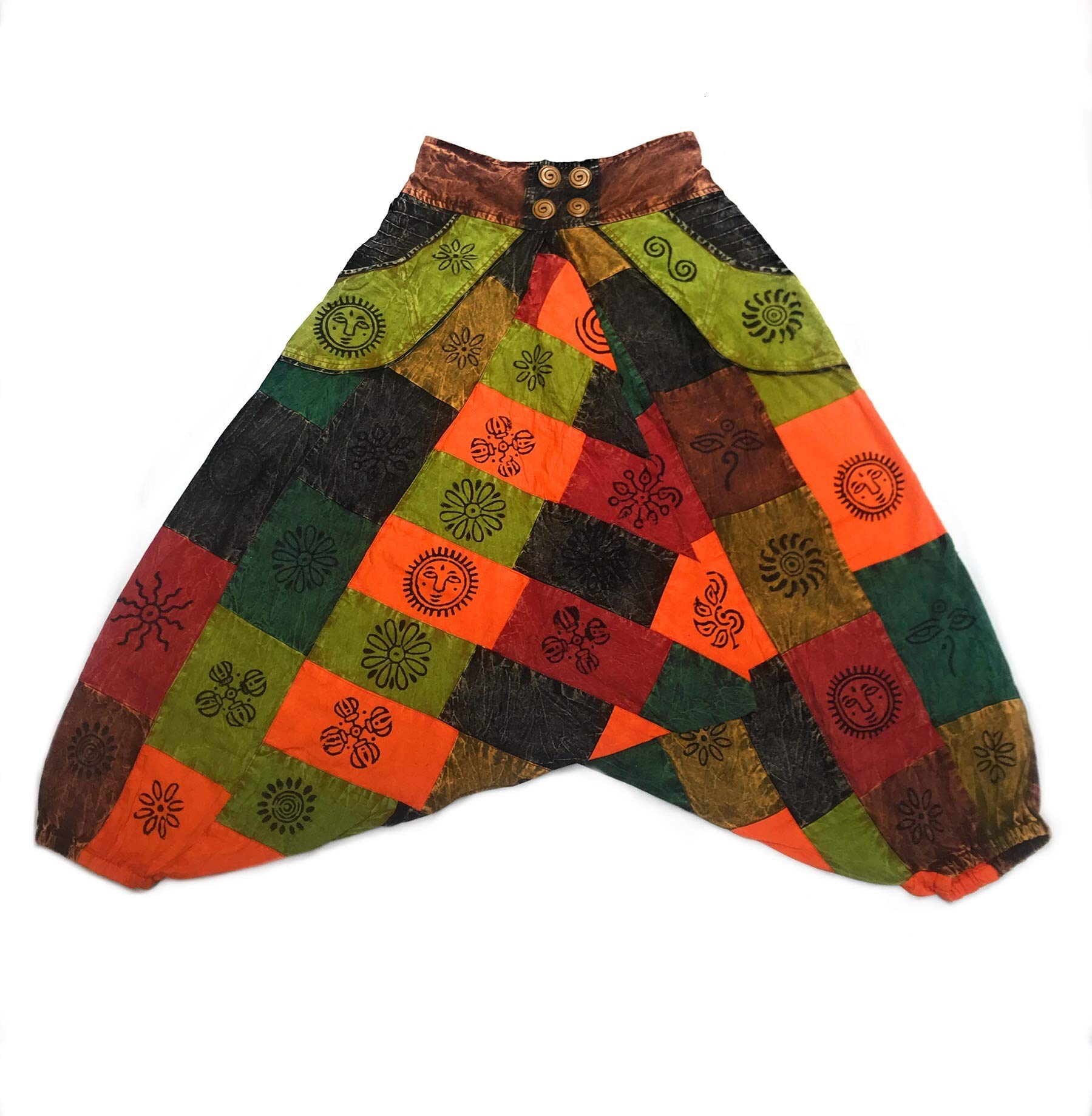 Sarouel Patchwork - Pantaloni etnici unisex con stampa etnica Sarouel Jogging Pantaloni etnici da yoga da donna