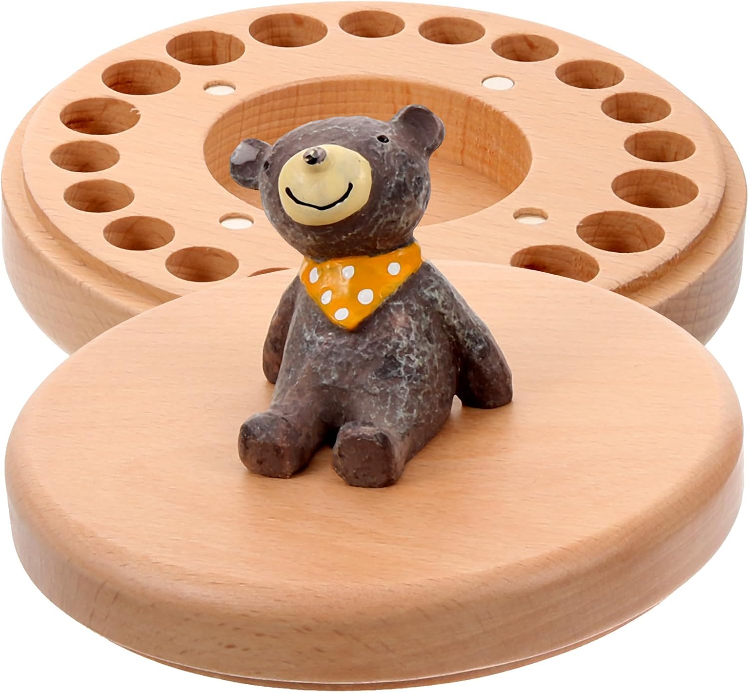 Toyvian Modern Wood Baby Teeth Storage Box, 10.5x10.5x3.8cm, Dog, 1 Count
