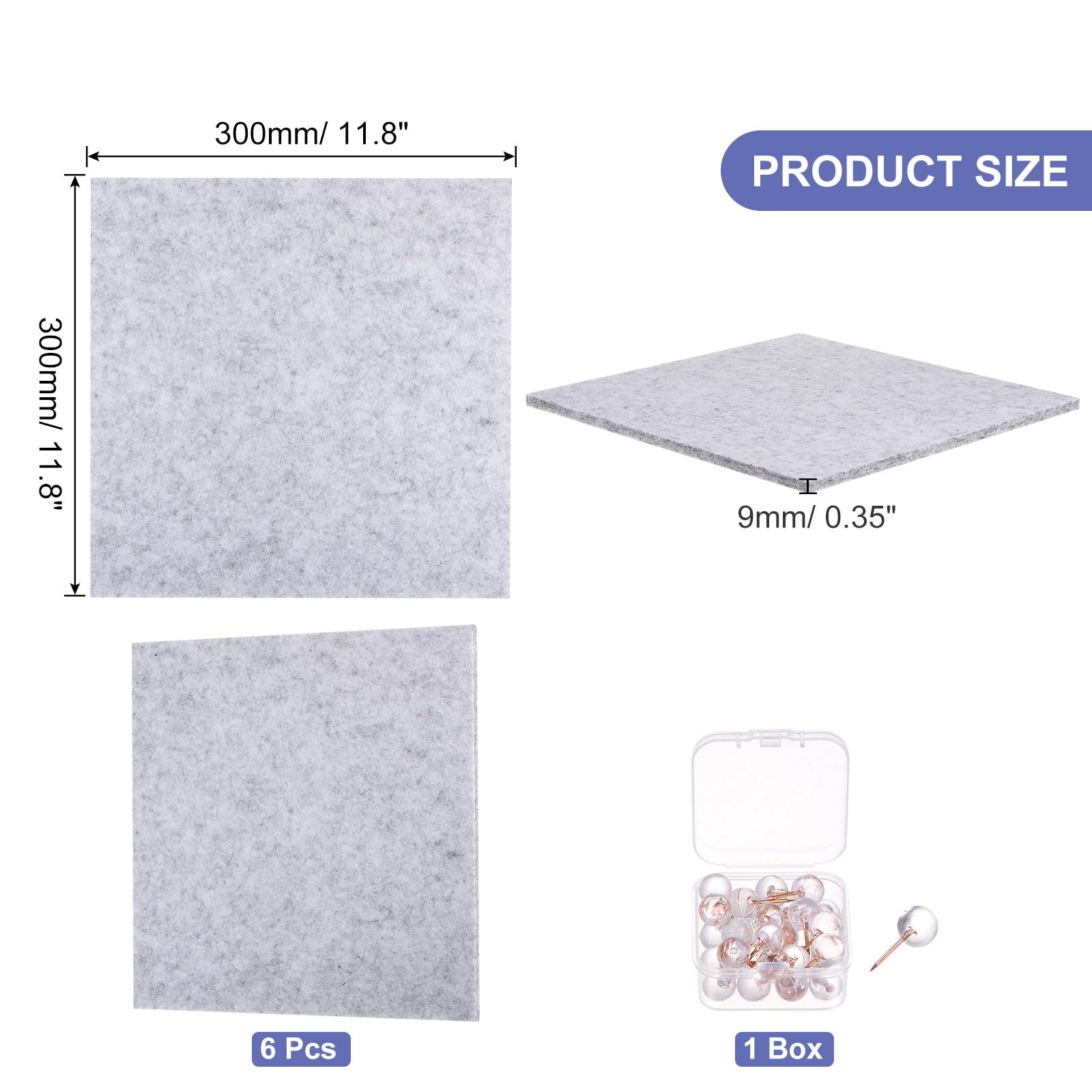 PATIKIL 6 Paquets Tableau D'Affichage en Feutre 12"X12" Gris