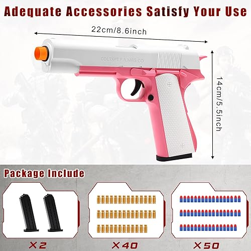 Miniatura 4 de Pistola de juguete de bala suave con 50 balas de espuma, pistolas de juguete de expulsión de concha, juguete para ansiedad, pistola de espuma y