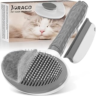 JORAGO Cat Hair Brush, Pet Hair Remover, Cat Shedding & Gromming Brush, Upgrade Cat Brush Hair Comb, Pet Self Cleaning Sli...