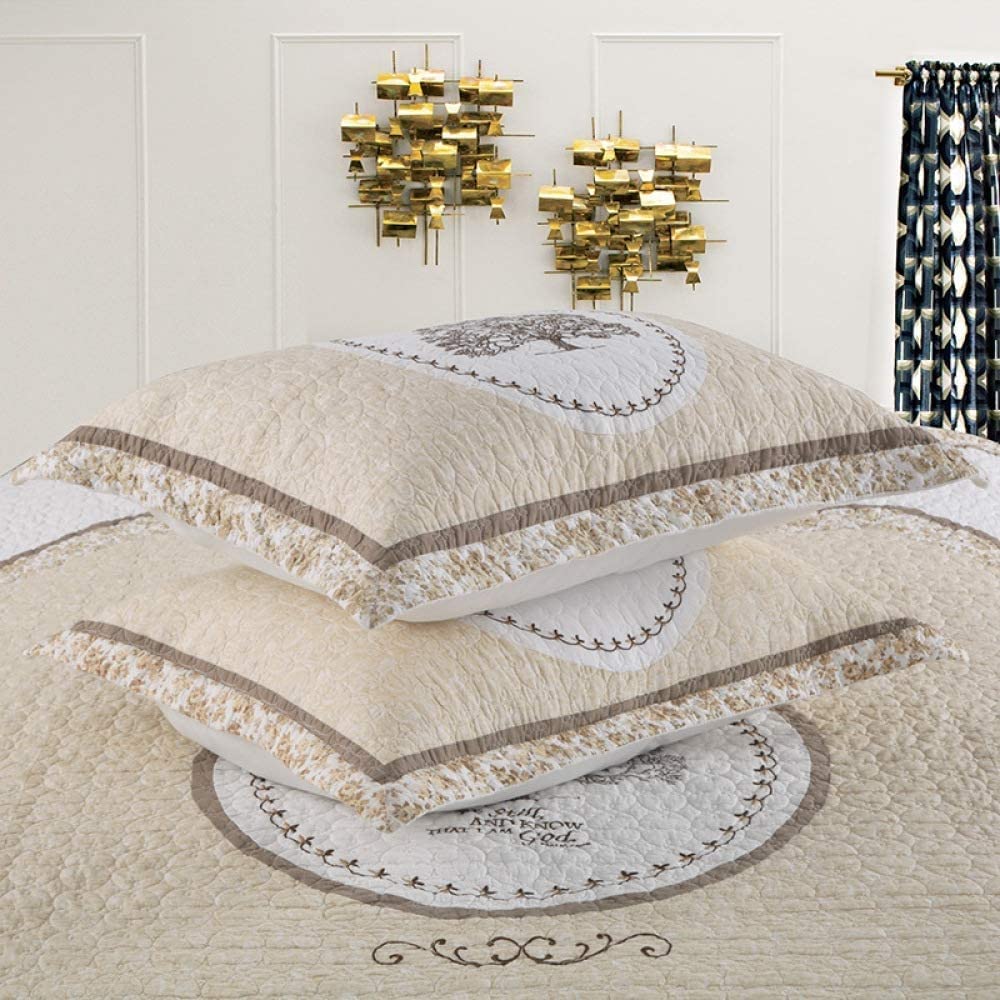 Patchwork 3 sztuki pikowana narzuta dwustronna bawełniana haftowana podwójna narzuta miękki patchworkowy koc patchworkowa kołdra narzuta z 2 poszewkami na poduszki 50x70cm (Size : 240X270cm)