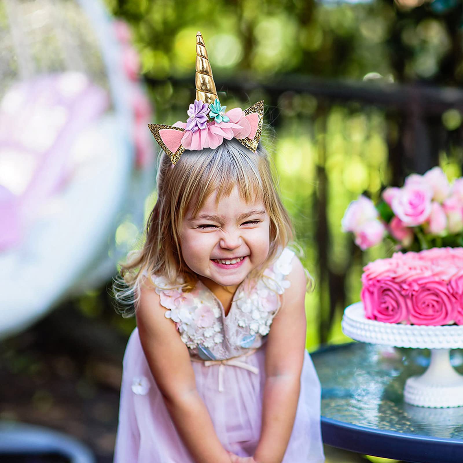 Pieces Unicorn Headband, Girls Glitter Unicorn Horn Ears Flower Headband,  kids Head Bands Hair Accessory for Unicorn Theme Birthday Party Favor