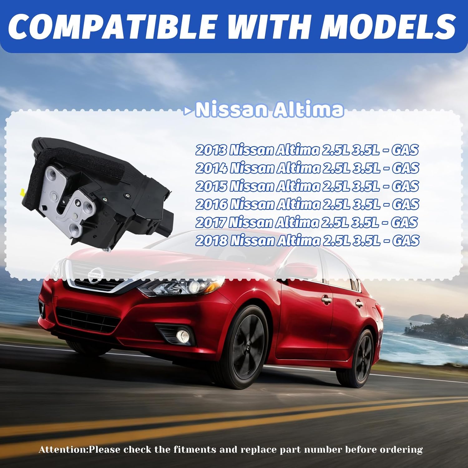 Door Lock Actuator Front Left Driver Side Compatible with 2013-2018 Nissan Altima, Door Latch Replacement 80501-3TA0A 805013TA0A 80501-3TA0B 805013TA0B