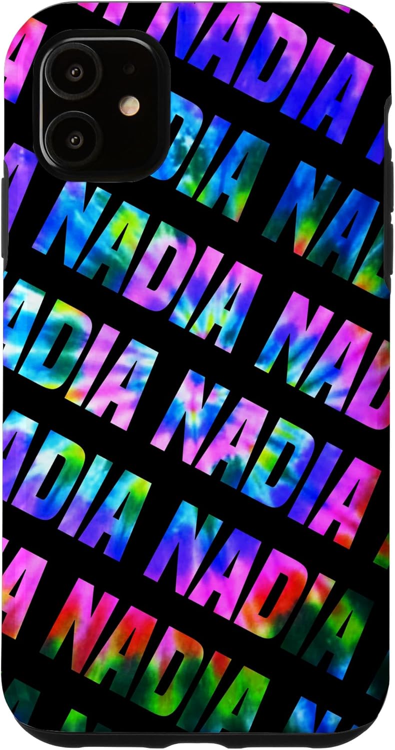 iPhone 13 Custom Nadia Phone Cover Black Personalized Tie Dye Case