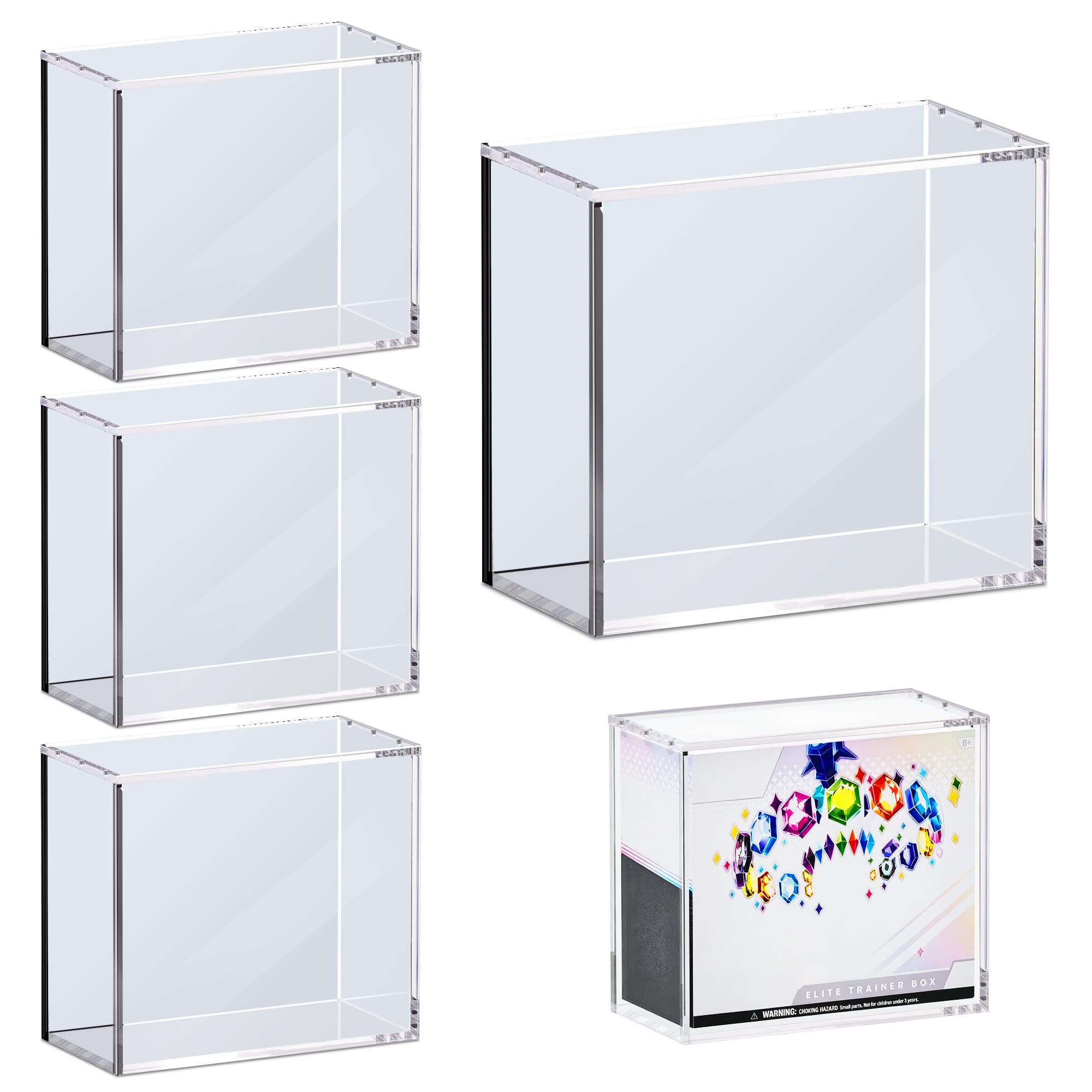 Photo 1 of Kisbox 4 PCS ETB Protector Case, 5mm ETB Acrylic Display Case, Clear Ultra Acrylic Boxes for Display Compatible with Elite Trainer Box, Dustproof and Waterproof Display Box